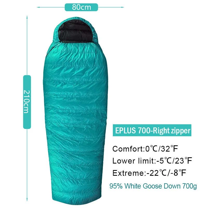 AEGISMAX EPLUS 700 серии Открытый Кемпинг конверт белый гусиный пух Splicable спальный мешок - Цвет: Right Zippei