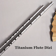 Chinese Flute Dizi Titanium Transverse Flauta Metal Traditional Wind Musical Instruments Beginners G key Self-defense Tool
