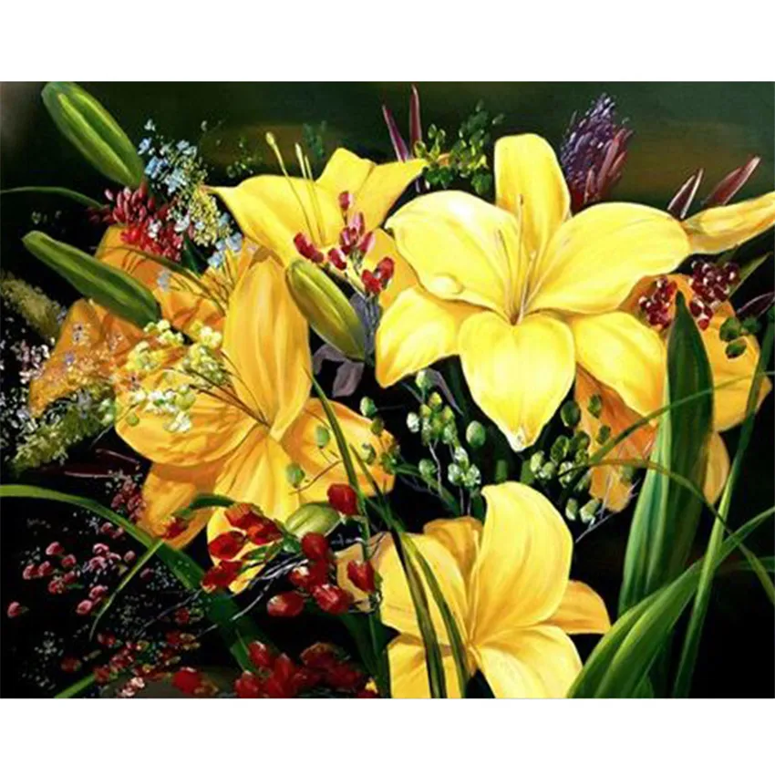 

DIY Digital Painting By Numbers Package kaffir lily oil painting mural Kits Coloring Wall Art Picture Gift frameless