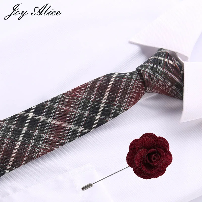 Высокое качество мужской галстук 6 см Узкие галстуки свадебное платье Галстуки и булавки набор для мужчин клетчатый галстук бизнес pour homme rouge тонкий