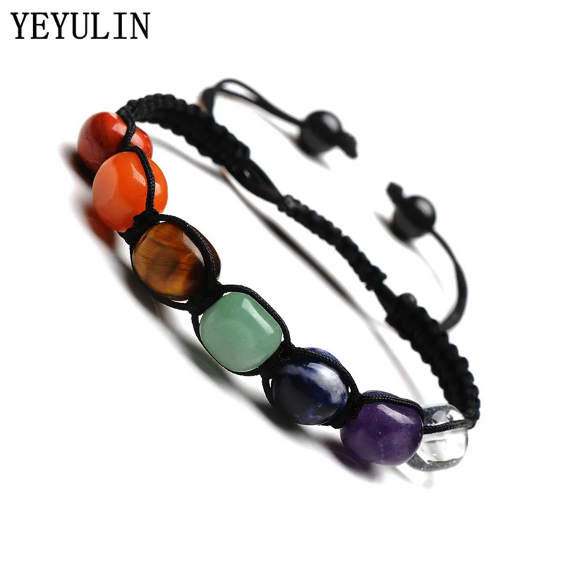 

New Arrival Lapis Lazuli Tiger Eye Braided Rope Bracelets 7 Chakra Energy Yoga Adjustable Bracelet Jewelry For Woman