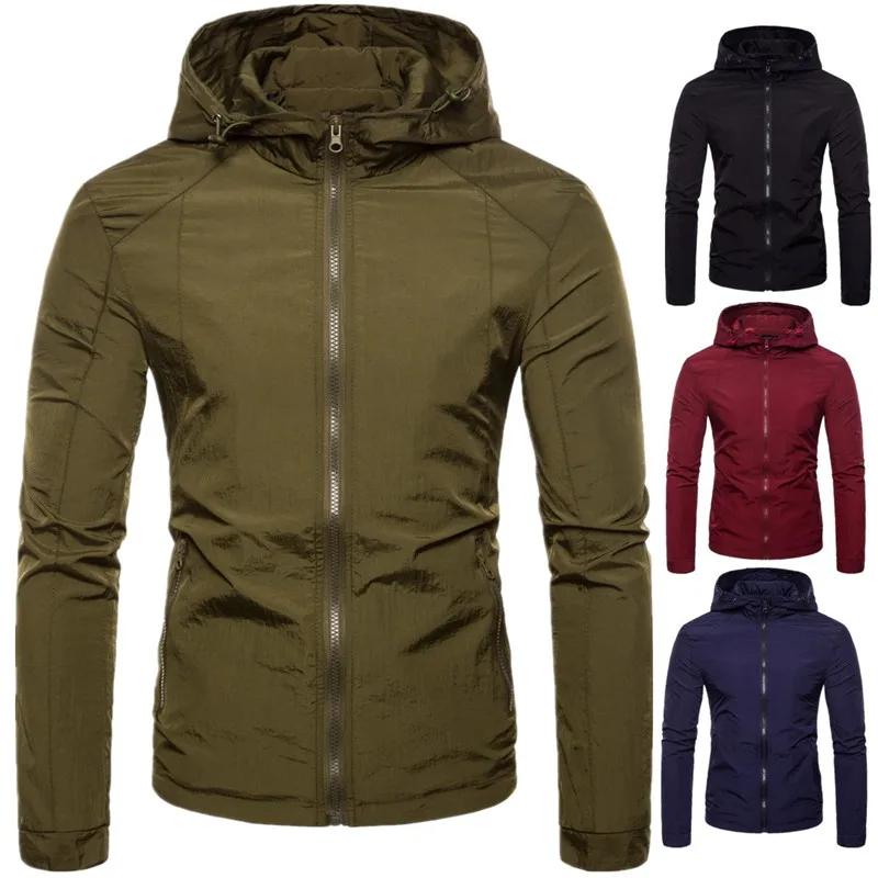 

2018 New British Style Men's Cotton Zippered Slim Jacket Mens Casual Hooded Jackets Coats for Autumn S-2XL