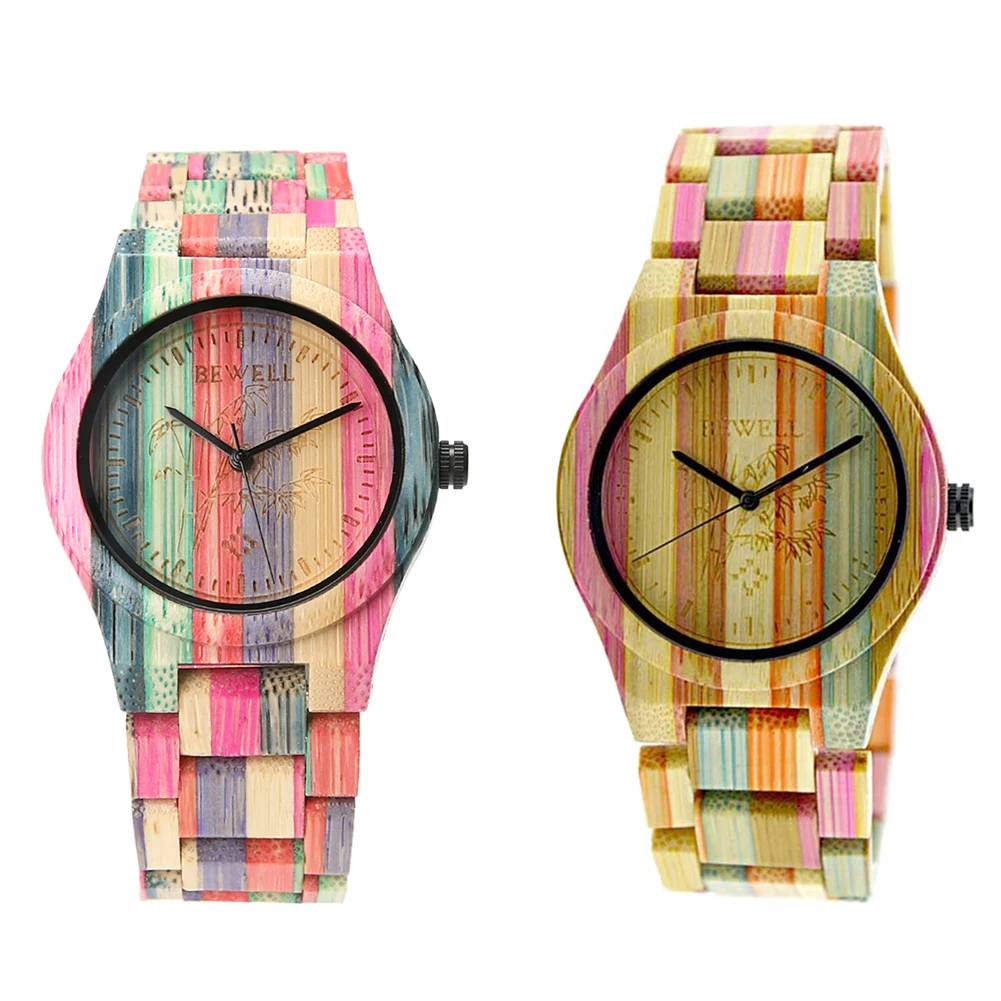 

Environmental Protection Quartz Watch Men Fashion Chic Colorful Bamboo Wooden Watch saat erkekler