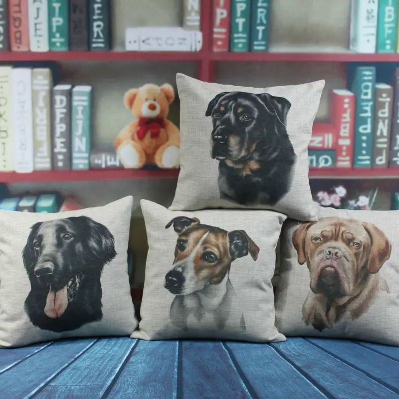 

LINKWELL 18"x18" Dog Flat-Coated Retriever Parson Russell Terrier Greater Swiss Mountain Dogue de Bordeaux Pillow Cushion Cover