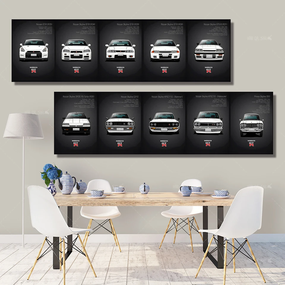 

Wall Art Canvas Paintings Classic Retro Nissan Skyline GTR Car Pictures Bedside Home Decorative Posters HD Print Artwork Mural