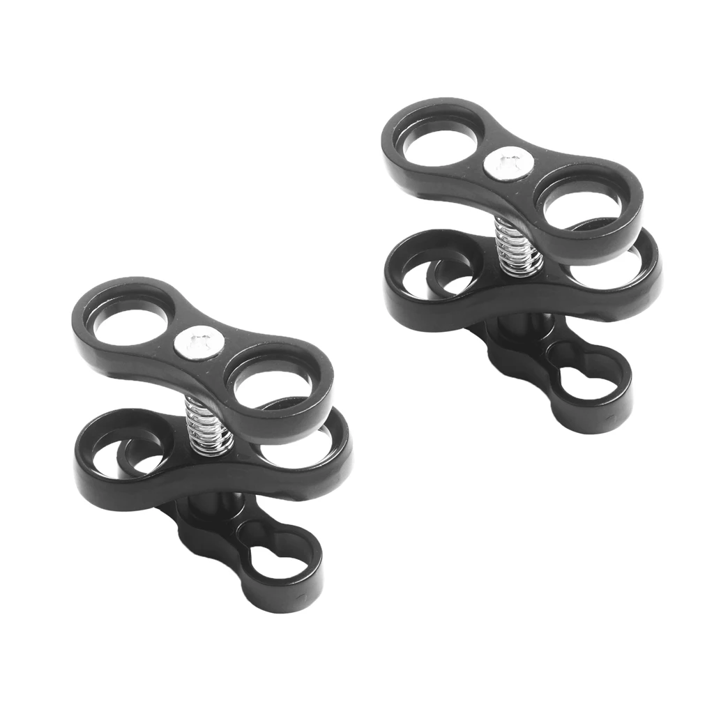 2 Pieces/Set Scuba Diving Lights Butterfly Clip Ball Joint Arm Connector Clamp Mount Black Underwater Sports Accessories