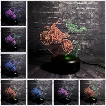 

New 3D Lamp Circus Motorcycle Acrobatic Show Mixed Color Multicolor Led Night Light Toy Table Touch Lampara Creative Birthday