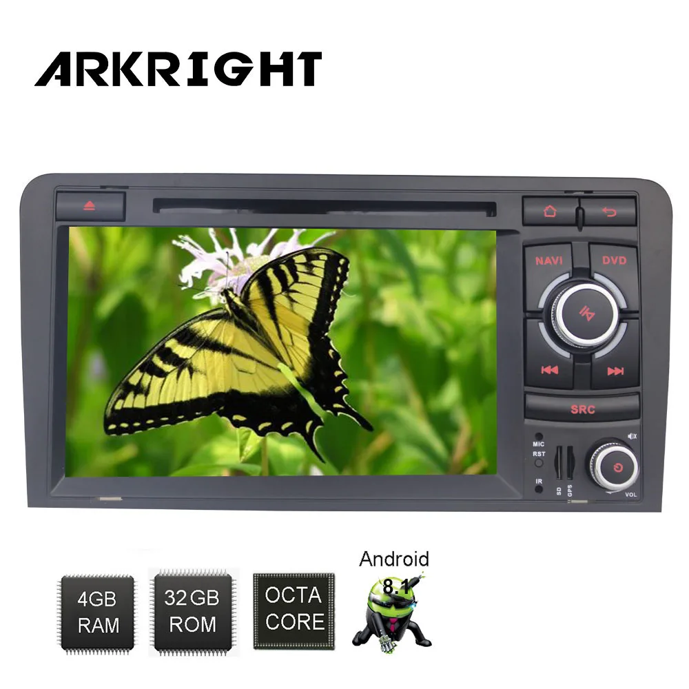 

7" 2 Din Andriod8.1 DSP Octa Core Tape Recorder 4GB+32GB For Audi A3/S3/SR Car Wifi Carplay Rear Camera HD GPS Multimedia Player