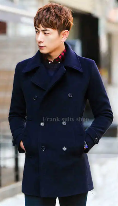 Изготовленный На Заказ осенне-зимнее Однотонное шерстяное пальто средней длины, модная мужская одежда, верхняя одежда, мужские Модные мужские пальто