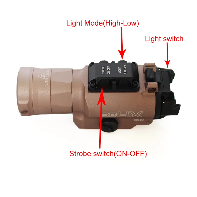 XH35 оружейный светильник ультра-Высокий Двойной выход белый светодиодный тактический светильник для оружия регулировка яркости и Стробоскоп Белый светильник