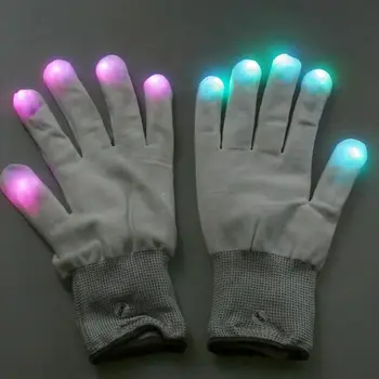 

Flashing Gloves Glow 7 Mode LED Rave Light Finger Lighting Mitt Black Kids Children Luminous Toys