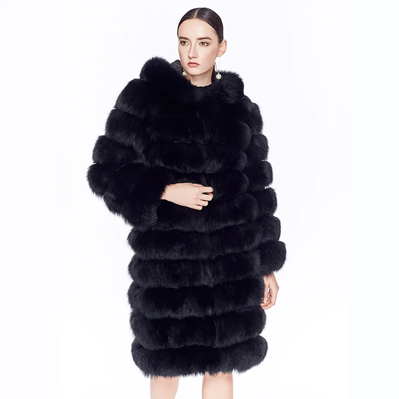 

Brand Design New 2019 Famous Warm Natural Fox Fur coats Stylish New hooded fur coats For Women