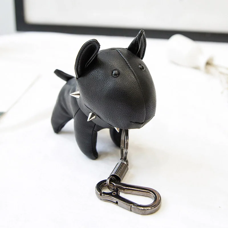 MPPM брелок с бульдогом из искусственной кожи животное собака брелок держатель сумка Шарм брелок Chaveiros бульдог сумка аксессуары панк стиль Pendan - Цвет: Bull Terrier Black