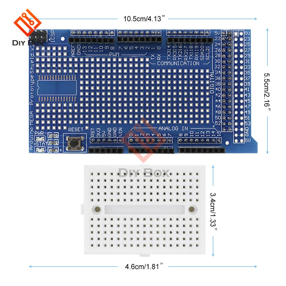 Новый Прототип Щит ProtoShield V3 плата расширения с мини хлеб доска для Arduino MEGA + белый макет