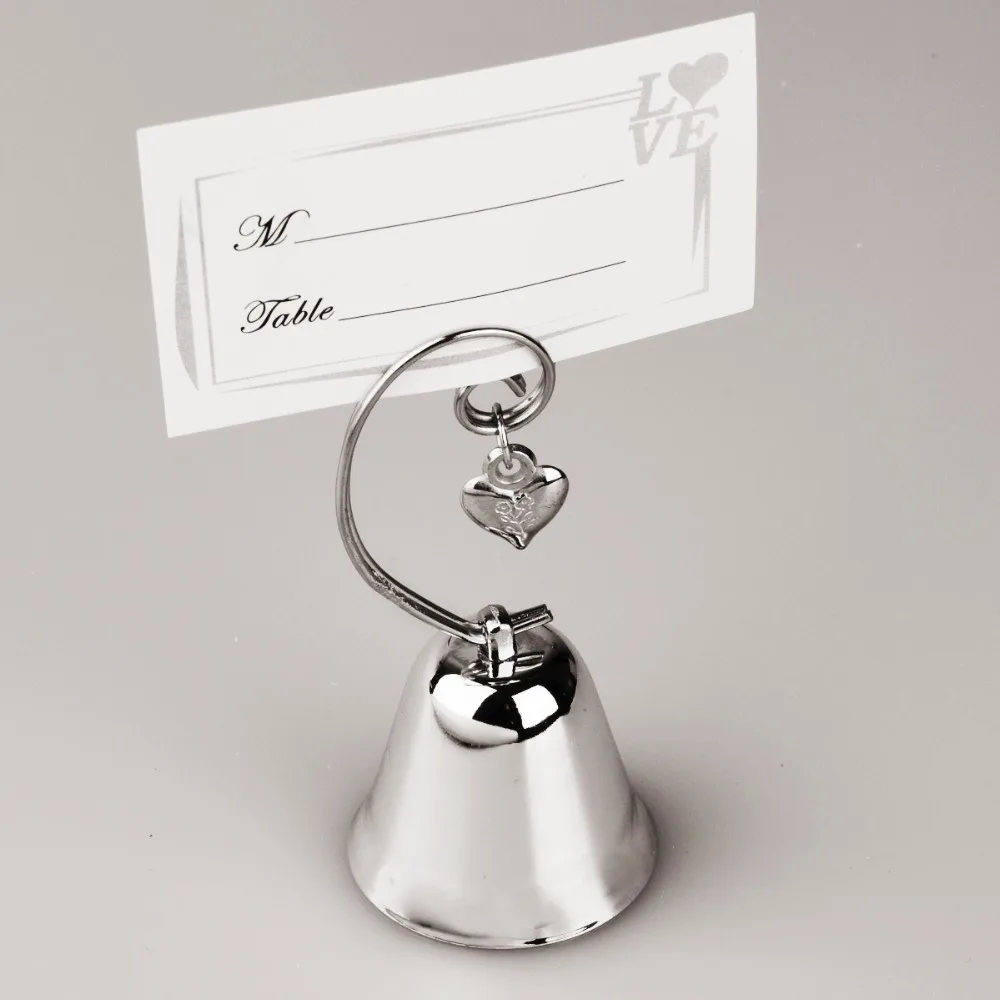 10pcs/lot "love Bell" Silver Bell Place Card Holder/Photo Holder Wedding Table Decoration Favors