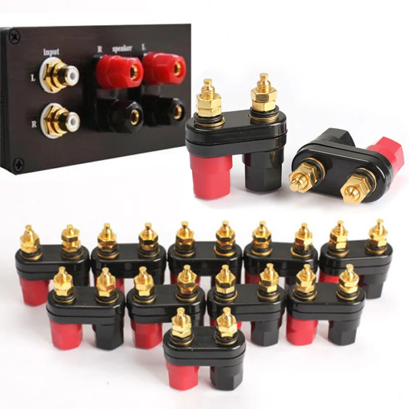 

10Pcs/lot Speaker Amplifier Terminal Binding Post Dual 2-way Banana Jack Plug Speaker Binding Post Connector