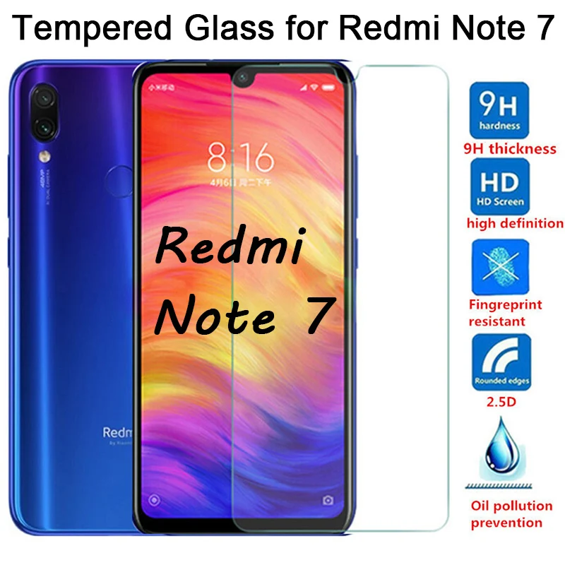 2 шт./лот, закаленное стекло для телефона Redmi Note 7, Защитная пленка для экрана Xiaomi Redmi Note 6 Pro 5A Prime 5 6A