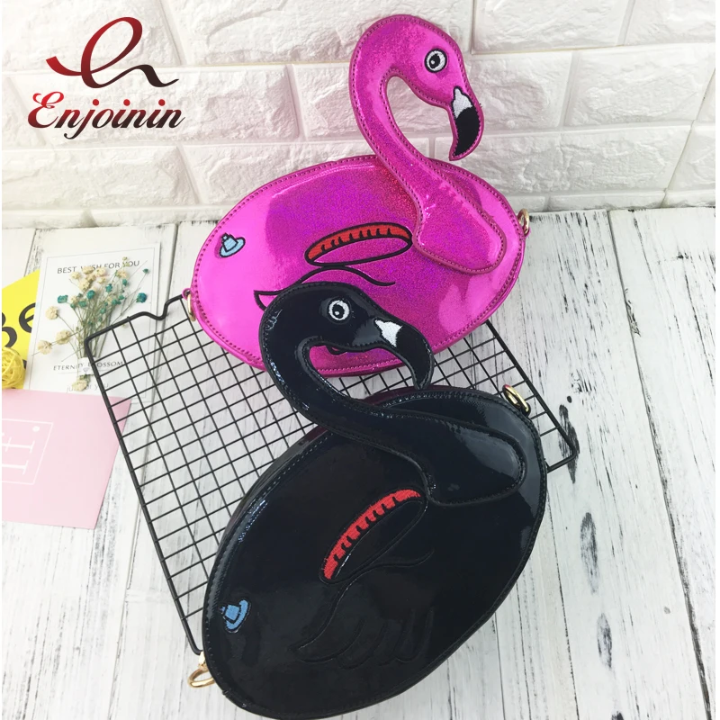 Laser Fashion Pu embroidery flamingo shape casual chain purse ladies shoulder bag handbag women