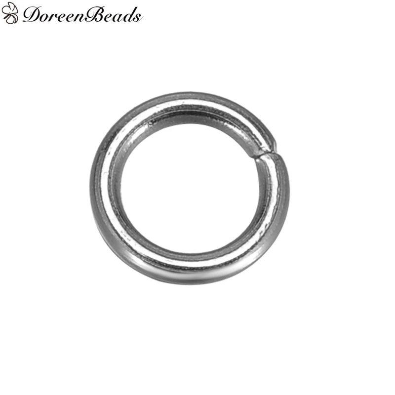 Открытые Кольца из нержавеющей стали DoreenBeads 304 круглые серебристые кольца для
