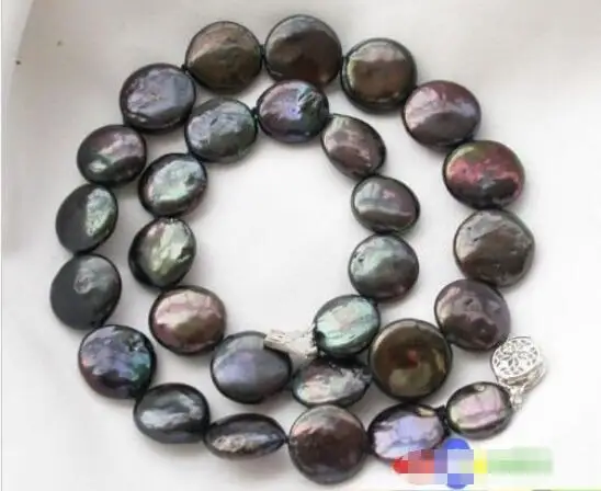 

Hot sale new Style >>>>> A++ 17.5" 14MM BLACK COIN FRESHWATER PEARL NECKLACE