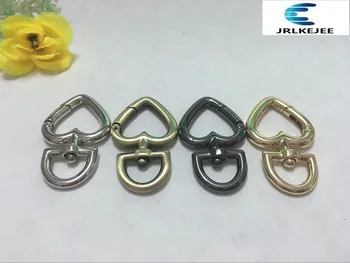 

(2 PCS/lot) 4 color 2 cm inner diameter open circle heart spring coil button hook connection handbags hardware lock accessories