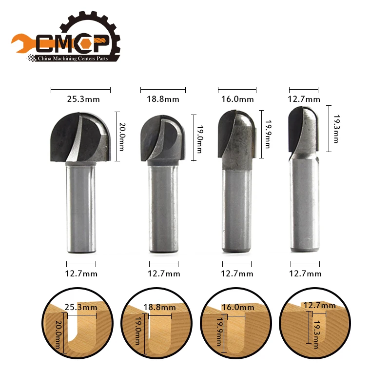 

1 Sets Long Blade Round Nose Bit Long Reach CNC carbide end mill tool Core Box Router Bit