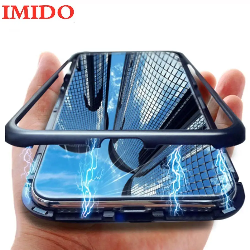 

Metal Magnetic Adsorption Case For iphone 7 8 Plus Case For iphone X XR XS Max 6 6S Phone Tempered Glass Magnet Protective Cover