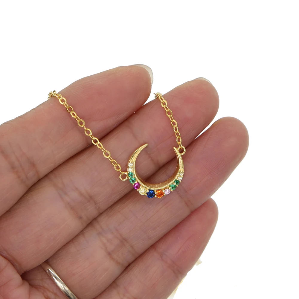 Ожерелье с золотым наполнителем Радужное ожерелье Луной рождественский подарок