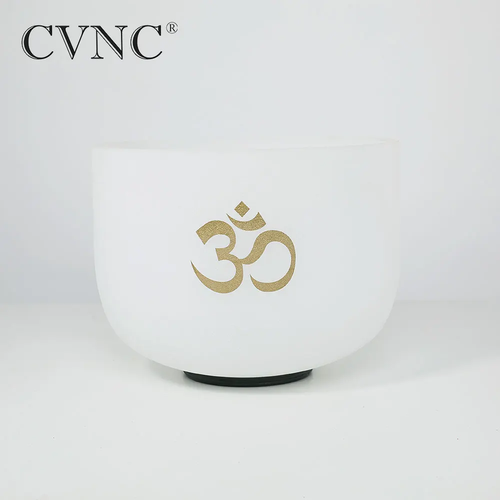 

CVNC Size 12" Note C/D/E/F/G/A/B Chakra Frosted Quartz Crystal Singing Bowl with OM design