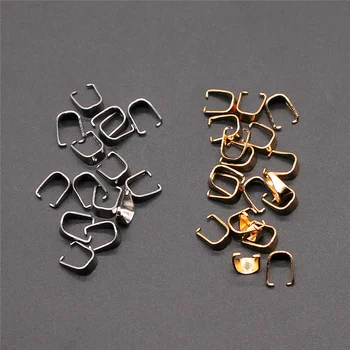 

100pcs 2 Colors 5x6mm Stainless Steel Material Clasps Pinch Clips Bails Charm Melon Seeds Buckle Pendant DIY Jewelry Findings