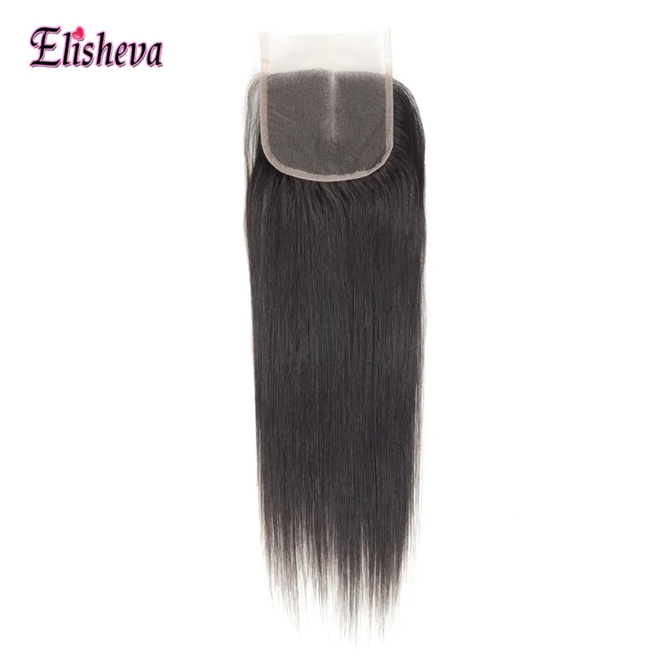 Elisheva 4 Bundles With Closure Brazillian Human Hair Straight Hair Closure With Bundles Nonremy Hair Extensions 5PCS/Lot