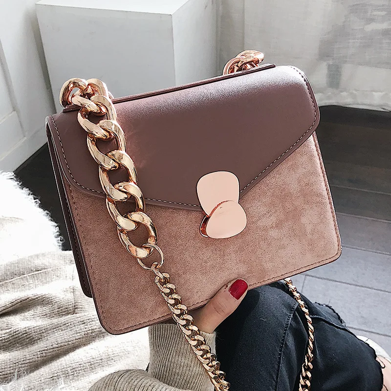 

2019 New fashion sanding small bag chain with a single shoulder oblique satchel