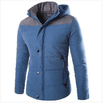 

Popular Style Men Warm Parkas Full Sleeve Men Slim Patchwork Outwear Thicken Jacket Stand Collar Casual Hooded Fashion Clothes