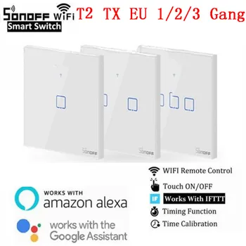 

Itead Sonoff New T2US 120 Size 1/2/3 gang TX 433Mhz RF Remoted Controlled Wifi Switch With Border Works With Alexa Google Home
