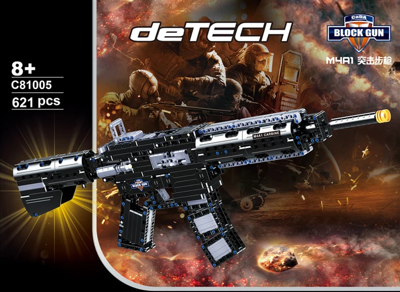

Modern military weapons building block M4A1 model assemblage toys rubber band gun bricks collection for boys gifts