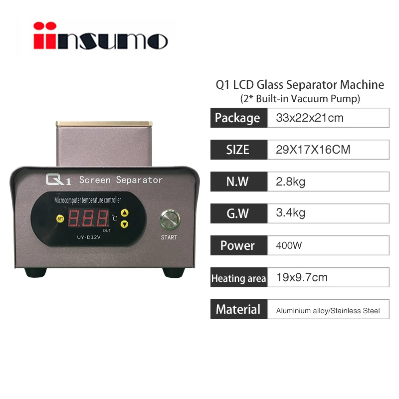 

Q1 7-Inch Heating Phone Screen Separator / Separating Machine w/ Two Build-In Pumps + Hot Plate