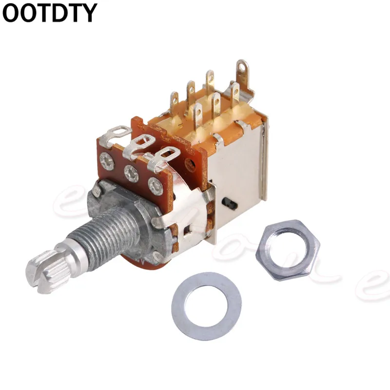 

OOTDTY A500K Potentiometer Push Pull Switch Splined DPDT Pot Shaft18mm Electric Guitar Tone Volume Parts