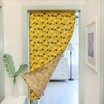 

Fyjafon Door Curtain Pineapple Printed Door Curtain Doorway Kitchen Half Tube Curtain Home Decoration 60X140/70X140/80X140
