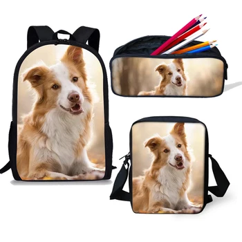 

Australian Shepherd Dog Print School Bags Combination Bags For Teenagers Girls Book Bag Pencil bag Crossbody Bag Plecak Szkolny