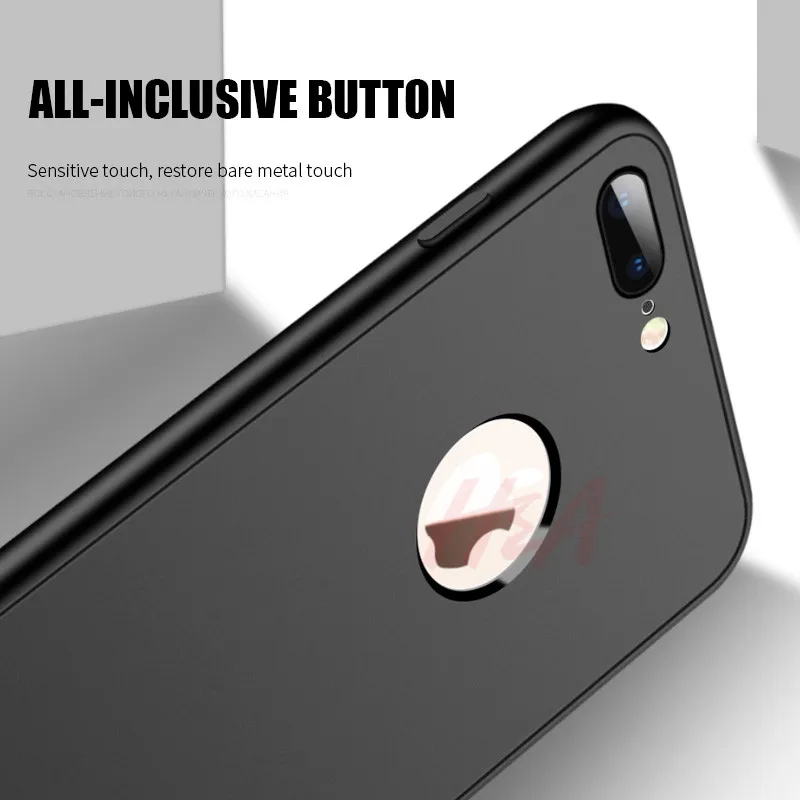 H & A 360 funda completa para teléfono para iPhone 8 6 6 s 7 Plus 5 5S SE suave funda protectora de silicona para iPhone 8 Plus con vidrio