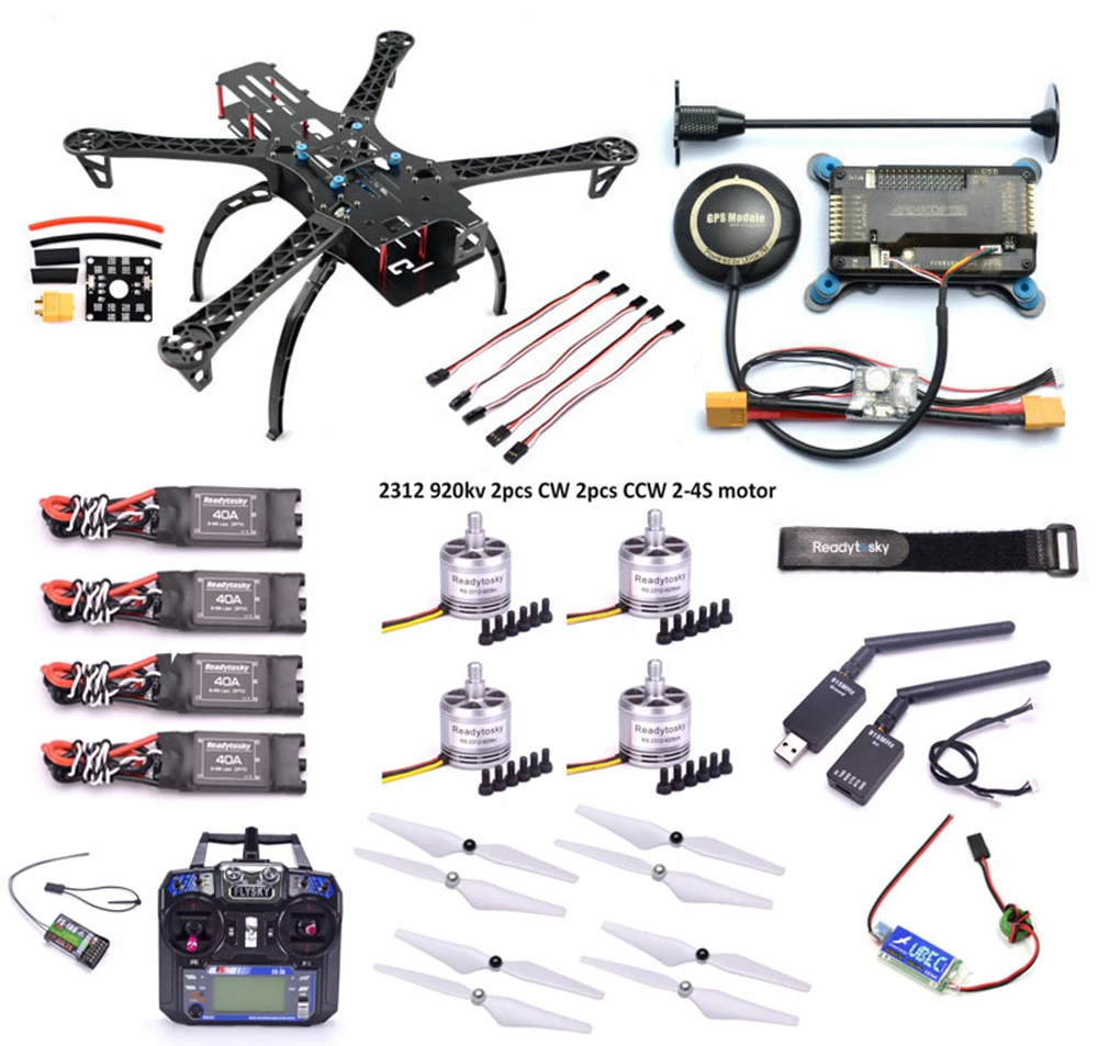 

X500 500mm Quadcotper Frame Kit APM2.8 Flight Controller M8N GPS Mini OSD Power Module 2312 920KV 40A ESC 2-6S Flysky FS I6