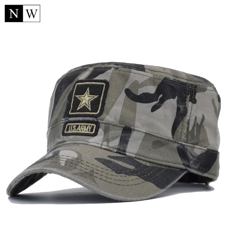 

[NORTHWOOD] 2017 New Camo Flat Cap US Army Cap Men Baseball Cap Camouflage Mens Snapback Bone Tactical Sport Hats For Adult