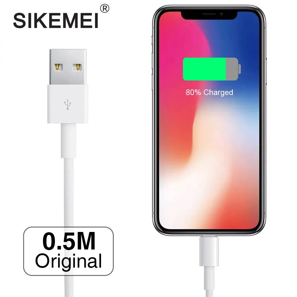 

SIKEMEI 0.5M Original USB 8 Pin Cable for iPhone X XS 8 7 6S Plus 5S iPad 0.5 Meter USB Charger Power Cord Sync Data Line Wire
