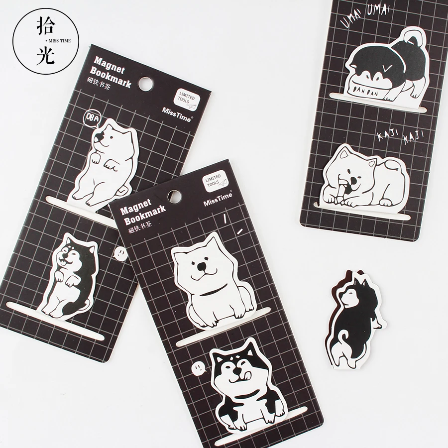 

16 pcs/8 sets Stationery daily life of dogs bookend metal magnetic bookmark