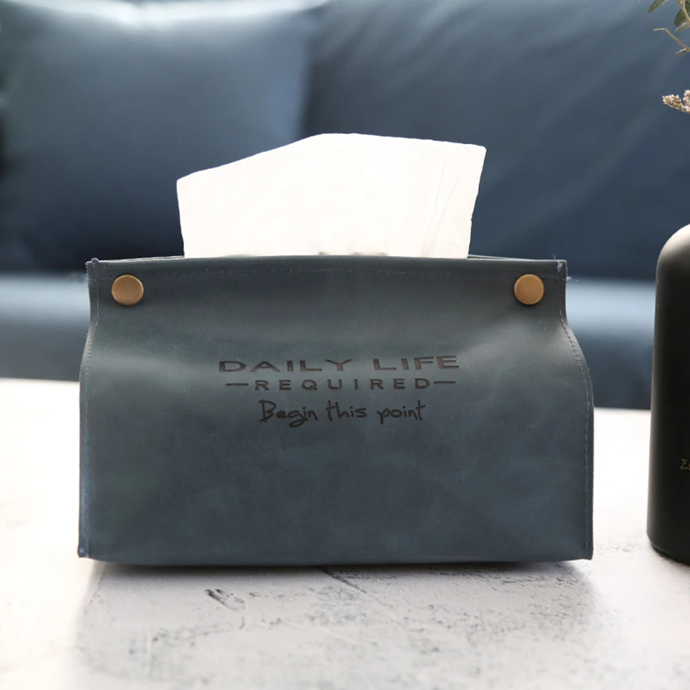 

PU Leather Towel Napkin Tissue Holder Container Tissue Box Paper Dispenser Tissue Holder Case for Office Home Decoration