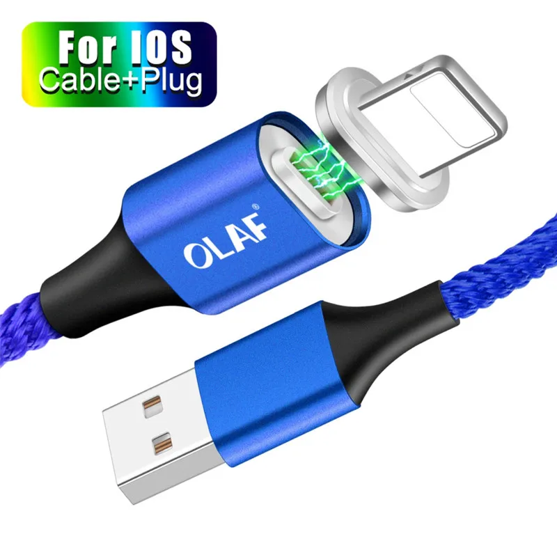 Магнитный кабель OLAF Usb c Micro Usb type C для быстрой зарядки, магнитное зарядное устройство Microusb type-C для Iphone 7 Xs MAX samsung Xiaomi Usb-c - Цвет: Blue 8 Pin Cable