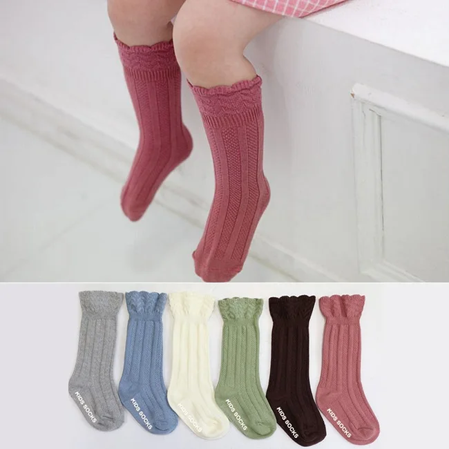 

2016 Korean flower knee high girls boot socks infant anti slip socks leg warmers toddler baby socks knee pads for children meias