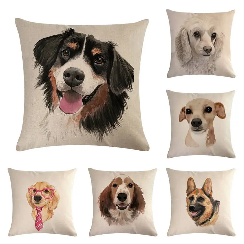 45cm Dog Design Linen/cotton Throw Pillow Covers Couch Case AliExpress