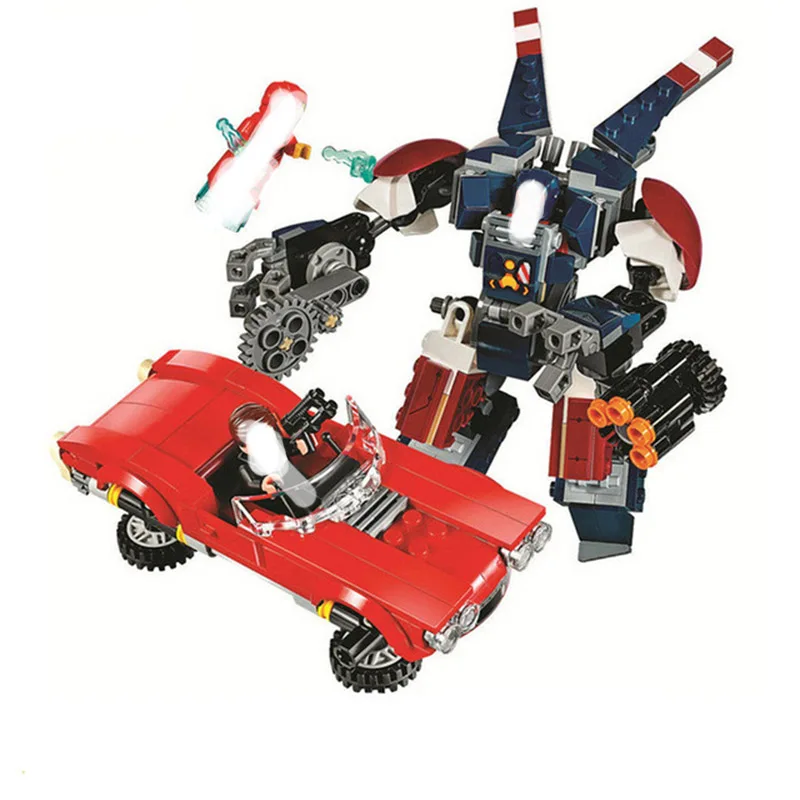 

395pcs Super heroes Avengers Detroit Steel Strikes Robots Mech 10674 Model Building Blocks Toys Bricks Compatible With Legoings