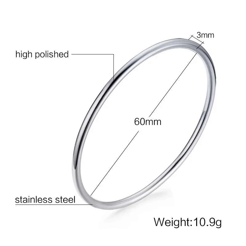 Classic Elegant Thin Stainless Steel Bangle for Girls Kids Women Cuff Bracelets Temperament Chic Simple Ornaments